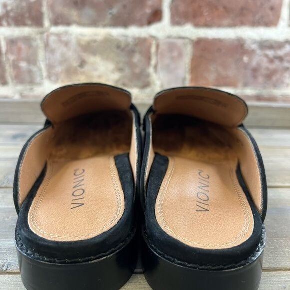 NIB Vionic Reagan Black Nubuck Mule Slip On Shoe Sz 6.5 - Picture 7 of 15